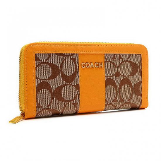 Coach Legacy Accordion Zip Large Yellow Wallets ETR | Women - Click Image to Close